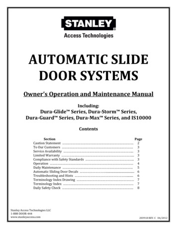 AUTOMATIC SLIDE DOOR SYSTEMS - Stanleydistributor 