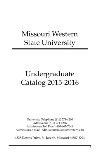 Missouri Western State University Undergraduate Catalog 2015-2016