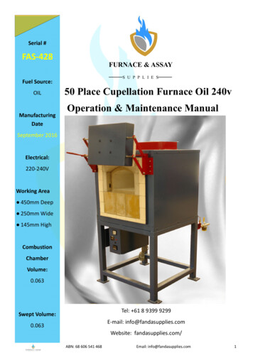 Operation & Maintenance Manual - Furnace And Assay Supplies