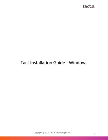 Tact Installation Guide - Windows - Webflow