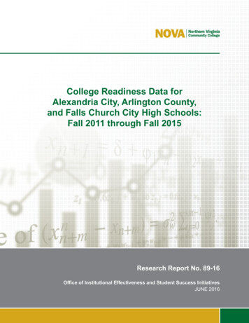 College Readiness Data For Alexandria City, Arlington County, And Falls .