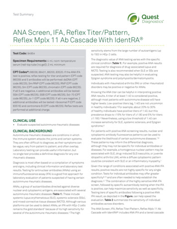 ANA Screen, IFA, Reflex Titer/Pattern, Reflex Mplx 11 Ab Cascade With .