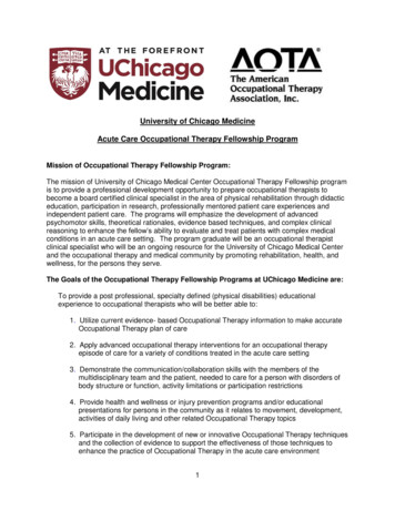 University Of Chicago Medicine Acute Care Occupational Therapy .