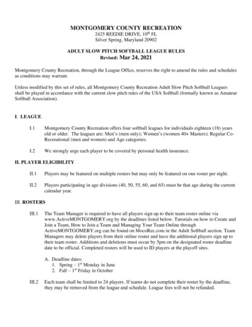 ADULT SLOW PITCH SOFTBALL LEAGUE RULES Revised: Mar 24, 2021 I