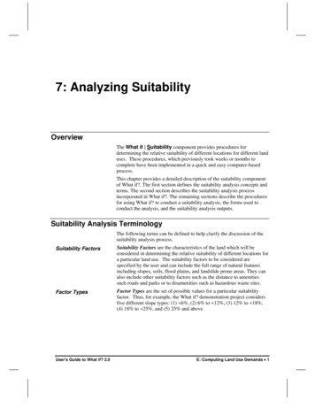 7: Analyzing Suitability