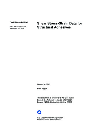 DOT/FAA/AR-02/97 Shear Stress-Strain Data For Structural Adhesives
