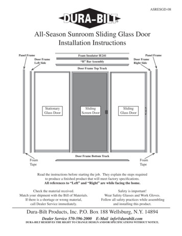 All-Season Sunroom Sliding Glass Door Installation Instructions