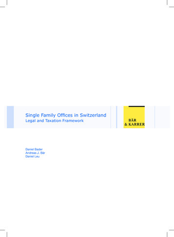Single Family Offices In Switzerland - Bär & Karrer