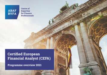 Certified European Financial Analyst (CEFA) - ABAF / BVFA