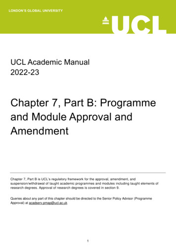 Chapter 7, Part B: Programme And Module Approval And Amendment
