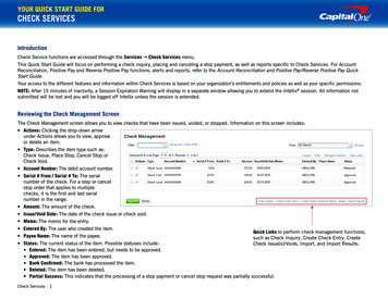 YOUR QUICK START GUIDE FOR CHECK SERVICES - Capital One