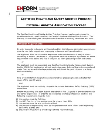 EXTERNAL AUDITOR APPLICATION PACKAGE - Energy Safety Canada