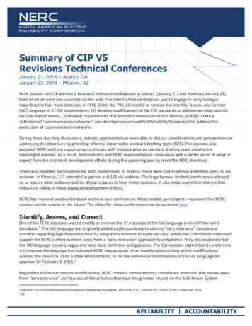 Summary Of CIP V5 Revisions Technical Conferences
