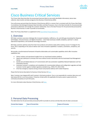 Cisco Business Critical Services Privacy Data Sheet