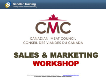 SALES & MARKETING WORKSHOP - Canadian Meat Council
