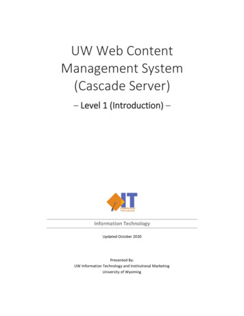 UW Web Content Management System (Cascade Server)