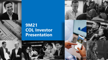 9M21 COL Investor Presentation