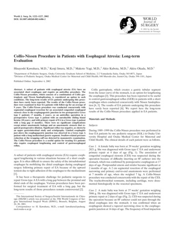 Collis-Nissen Procedure In Patients With Esophageal Atresia: Long-term .