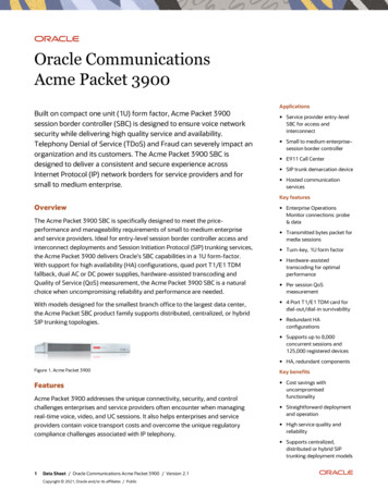 Oracle Communications Acme Packet 3900 - Datasheet Oracle