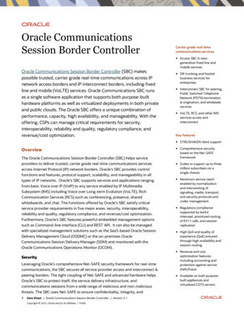Communications Session Border Controller - Oracle