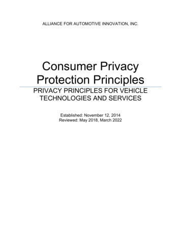 Privacy Principles For Vehicle Technologies And Services
