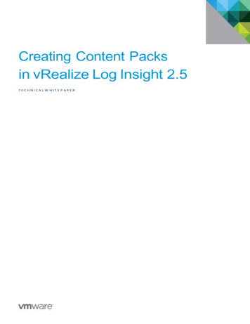 Creating Content Packs In VRealize Log Insight