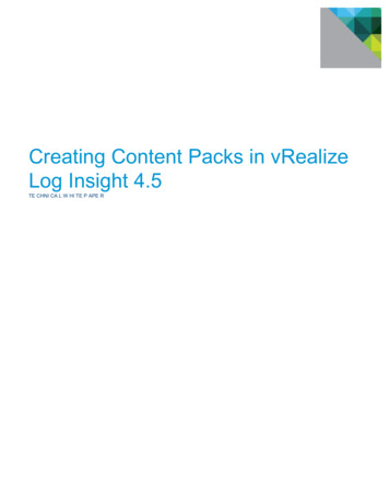 Creating Content Packs In VRealize Log Insight 4