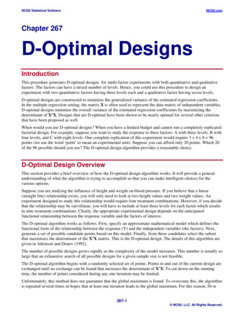 Chapter 267 D-Optimal Designs - Statistical Software