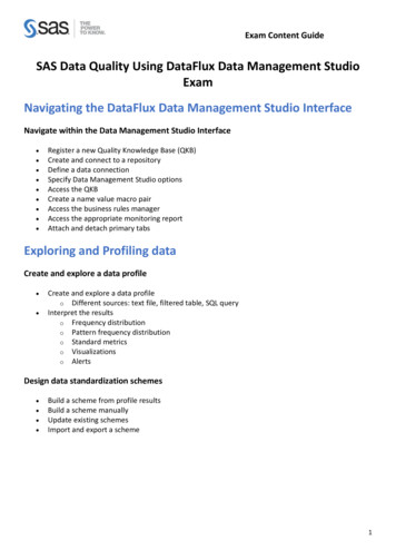 SAS Data Quality Using DataFlux Data Management Studio Exam