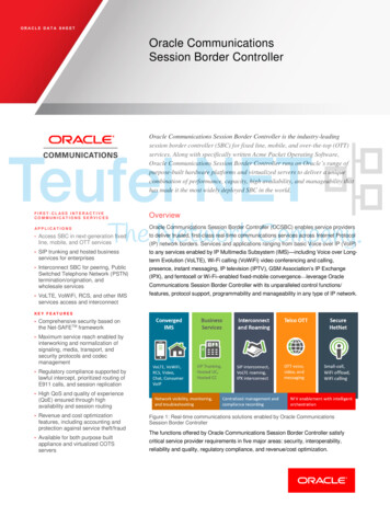 Oracle Communications Session Border Controller - Data Sheet Oracle