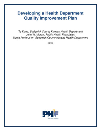 Developing A Health Department Quality Improvement Plan