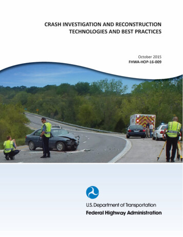 Crash Investigation And Reconstruction Technologies And Best Practices