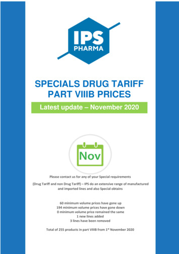 SPECIALS DRUG TARIFF PART VIIIB PRICES - IPS Pharma