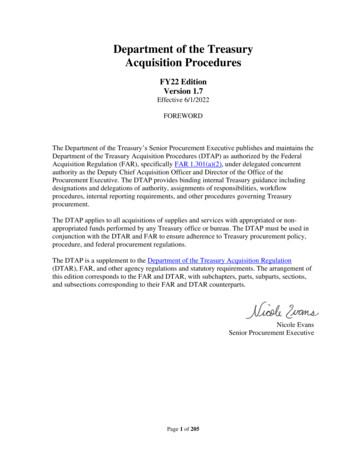 Department Of The Treasury Acquisition Procedures FY22