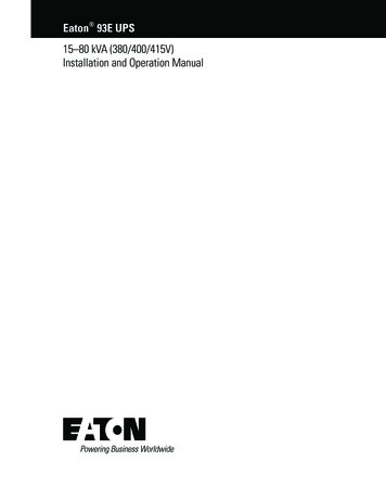 Eaton 93E 15-80 KVA Installation And Operation Manual