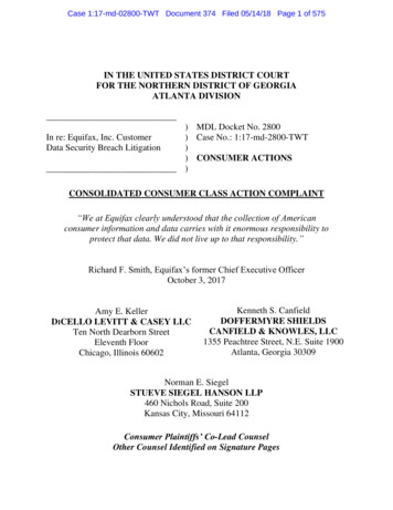 Consolidated Consumer Class Action Complaint
