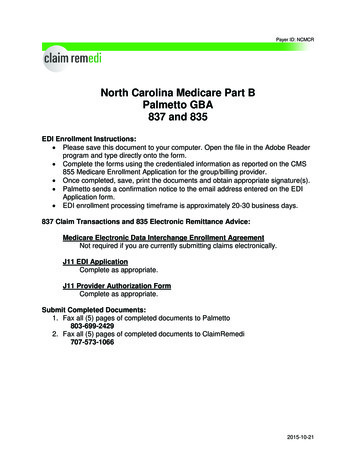 North Carolina Medicare Part B Palmetto GBA 837 And 835