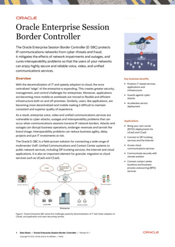 Oracle Enterprise Session Border Controller - Datasheet Oracle
