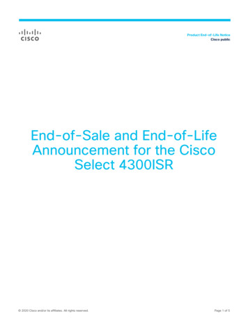 End-of-Sale And End-of-Life Announcement For The Cisco Select 4300ISR