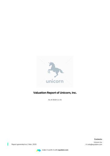 Valuation Report Of Unicorn, Inc. - Equidam