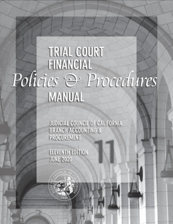 TRIAL COURT FINANCIAL Policies & Procedures - California