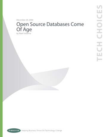 Open Source Databases Come Of Age - MySQL