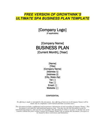 Free Version Of Growthinks Spa Business Plan Template