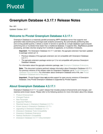 Welcome To Pivotal Greenplum Database 4.3.17