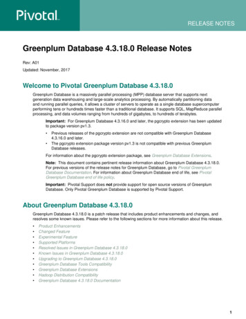 Welcome To Pivotal Greenplum Database 4.3.18