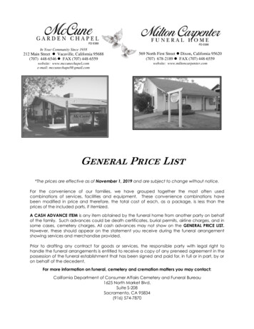 General Price List - Mccunechapel 
