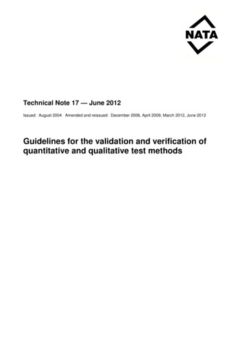 Guidelines For The Validation And Verification Of Quantitative And .