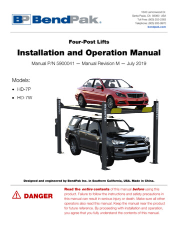 Four-Post Lifts Installation And Operation Manual - BendPak