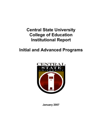 Central State University College Of Education Institutional Report .