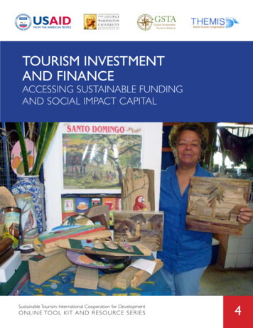 Tourism Investment And Finance - U.S. Agency For International Development
